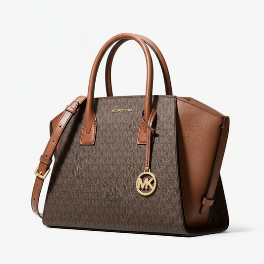 Michael Kors Signature Print Large Satchel Crossbody Bag Brown, Women