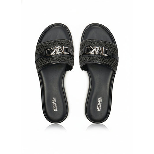 Michael Kors Chain Detail Slide Sandals Black (40S4EBFS1D-BLACK) Women