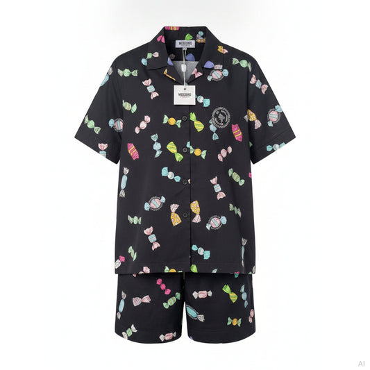 Moschino Candy Print Pajama Set Black, Women