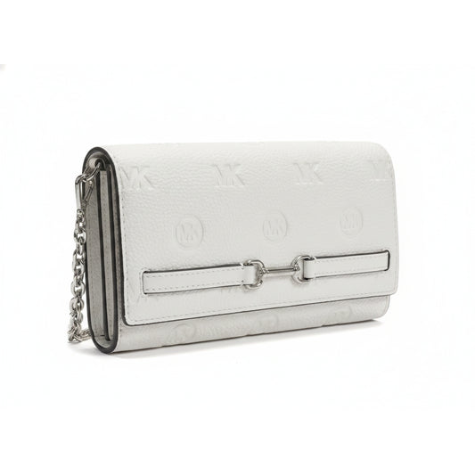 Michael Kors Carson Optic White Embossed Leather Clutch, Women