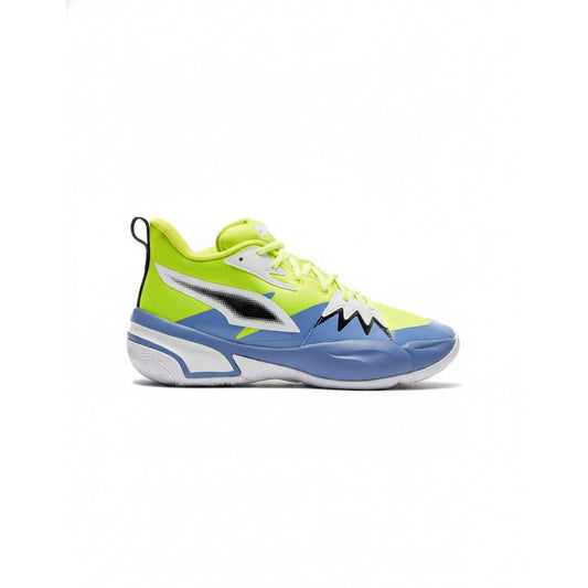 Puma Genetics Neon Yellow Blue Basketball Sneaker, Men
