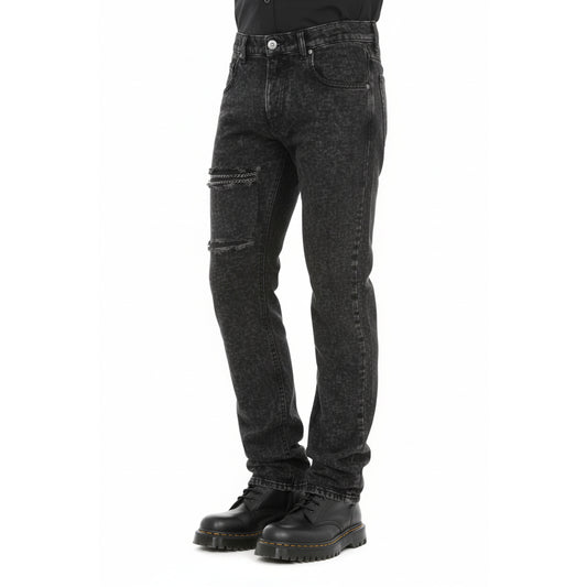 Moschino Distressed Acid Wash Jeans Black, Men