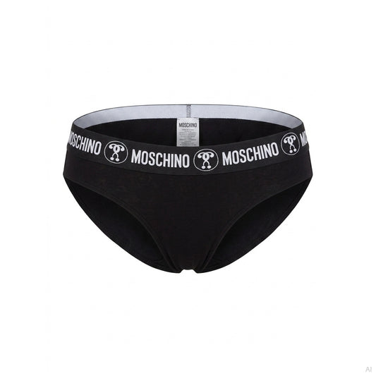 Moschino Logo Band High Waist Brief Black, Women