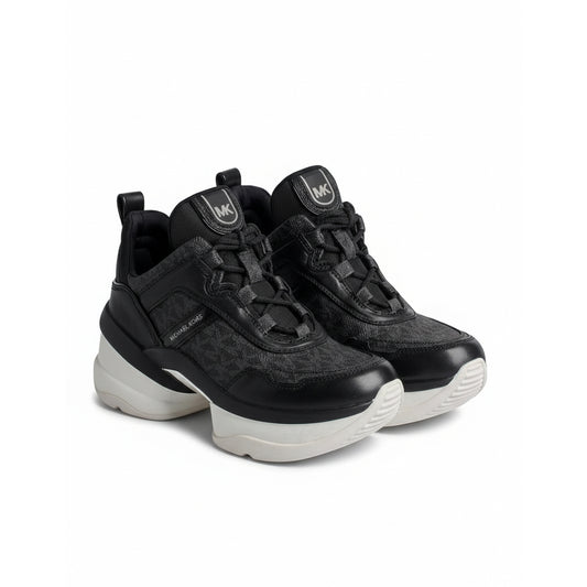 Michael Kors Black Platform Sneakers White Sole (43F3OLFS1B-BLACK) Women