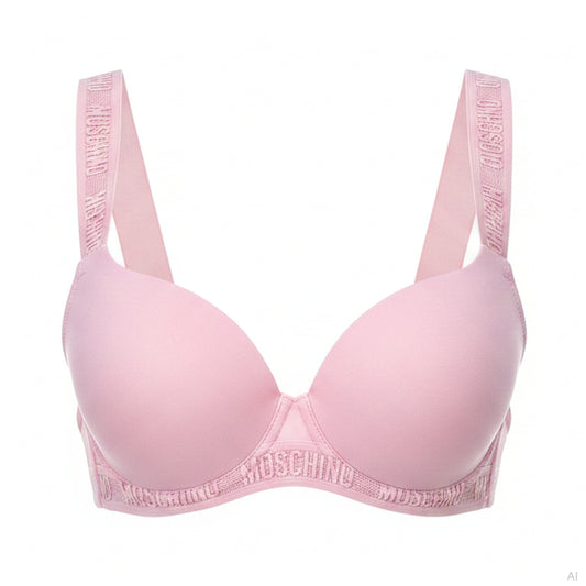 Moschino Logo Band Push-Up Bra Pink, Women