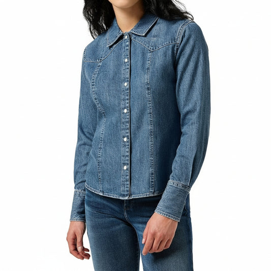 Wrangler Exag Yoke Denim Shirt Faded Blue, Women