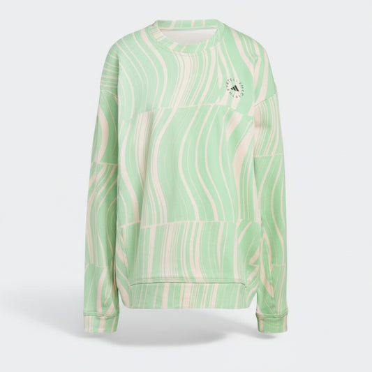 Adidas Green Wave Print Crewneck Sweatshirt, Women