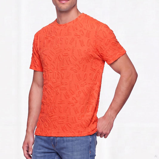 Moschino Orange All-Over Logo Terry T-shirt (A07039422-0035), Men