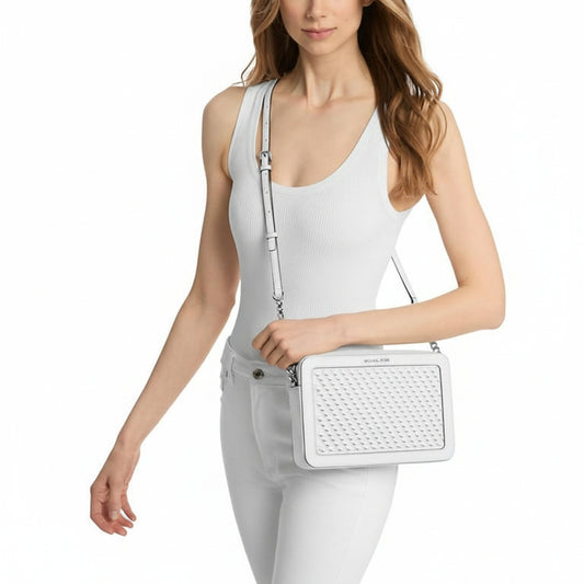 Michael Kors Jet Set Studded Crossbody White (35T5STTC3Y-OPTICWHITE) Women