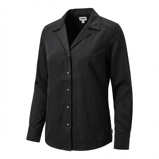 Wrangler Professional Long Sleeve Button-Up Blouse Black, Women