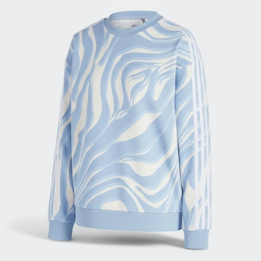 Adidas Marble Print Crewneck Sweatshirt Blue, Women