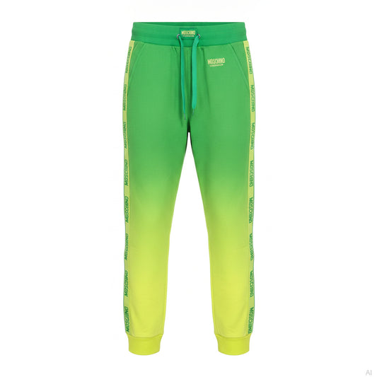 Moschino Gradient Green Logo Stripe Joggers, Men