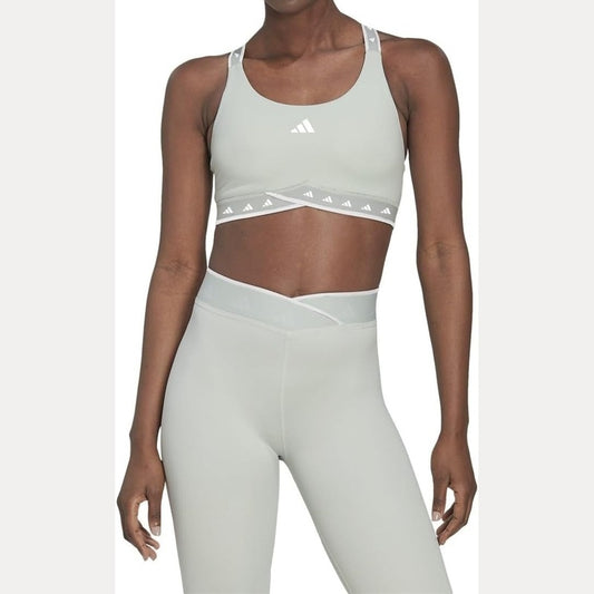 Adidas Light Green Sports Bra Set (HN7249-GREEN_WHITE) Women