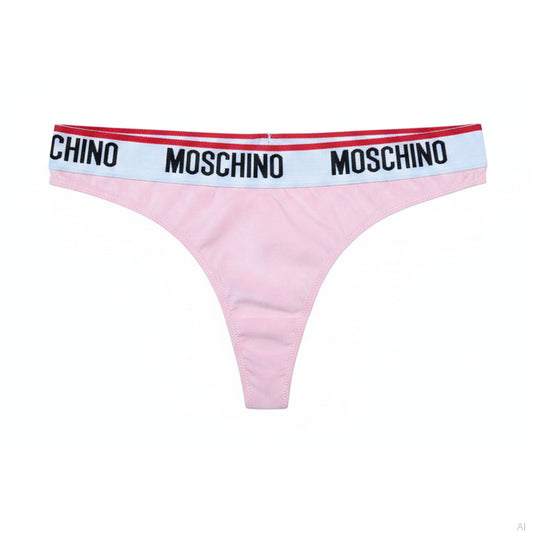 Moschino Logo Band Pink Thong, Women