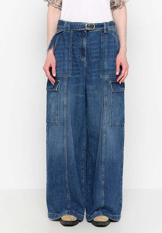 TWINSET PANTALONE CARGO IN DENIM C/CINTURA Blue (ZZO31SZ42-A00) Women