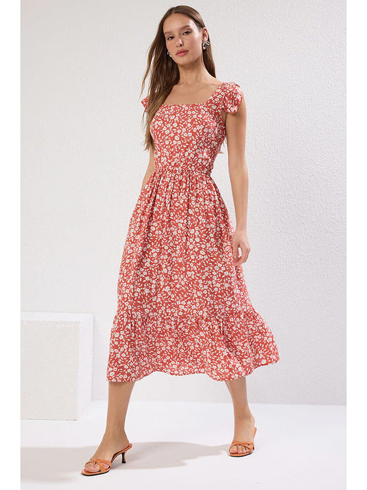 trendyol Dress Red / Cream Women