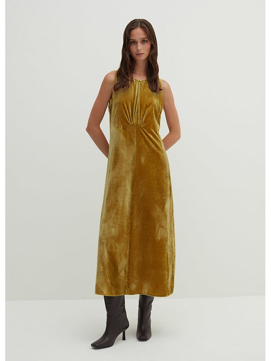 STEFANEL Velvet Dress Mustard Women