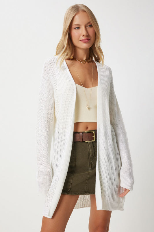 Happiness İstanbul Women's Ecru Thessaloniki Knit Basic Knitwear Cardigan Women