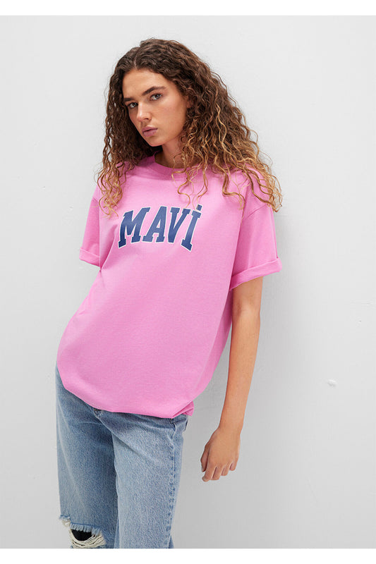 Mavi PinkLogoPrintedOversizeT-shirt Women