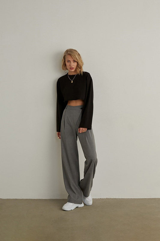 VATKALI Gray Cross Palazzo Trousers Women