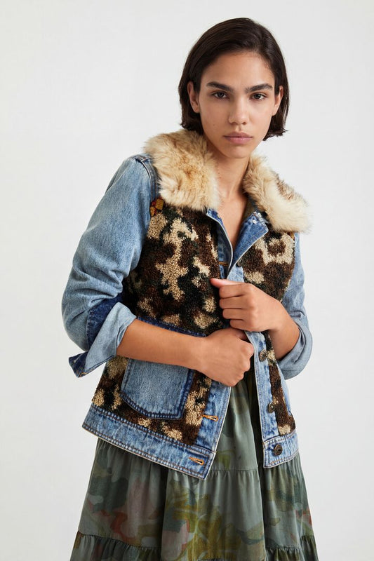 Desigual Coat Wild Gl Denim Medium Wash (21WWED02_5053) Women
