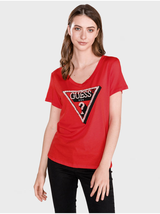 Guess, T-Shirt, Red, Women
