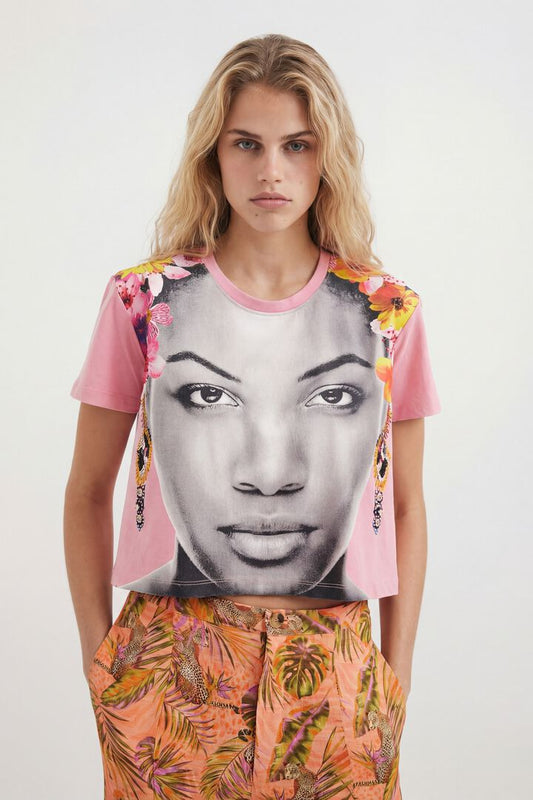 Desigual T-Shirt Face Pink Tutupi (22SWTK22_3058) Women