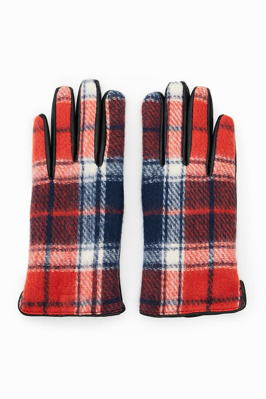 Desigual Gloves Red Check Dark Red (22WAAL02_3029) Women