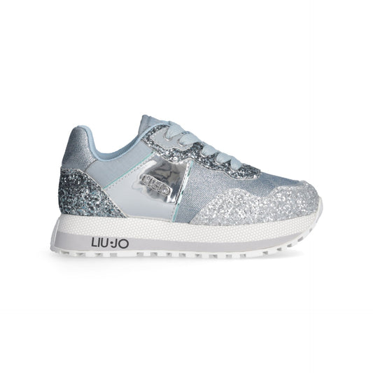 LIU JO MAXI WONDER 923 - SNEAKER GLITTER/LAMINATED DE DENIM/SILVER Kids