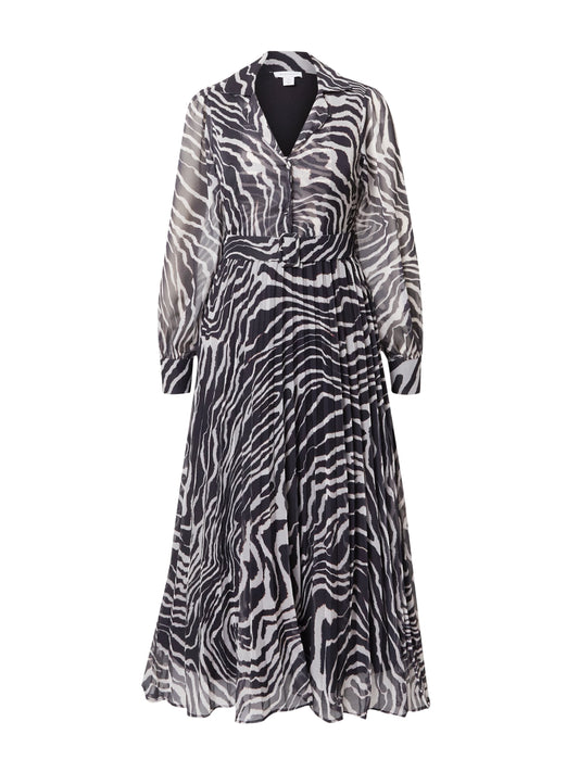 Warehouse Animal Revere Collar Belted Pleat Chiffo (11320821) Women