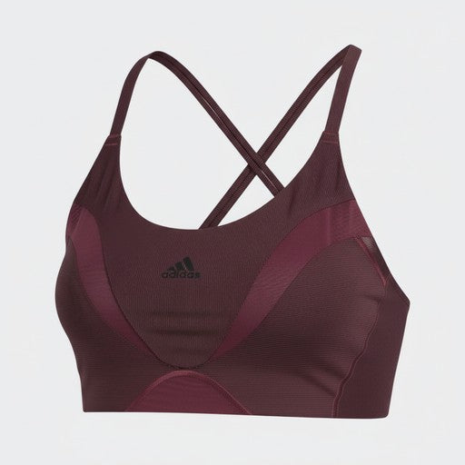 Adidas Seamless Cross-Back Sports Bra Burgundy, Women