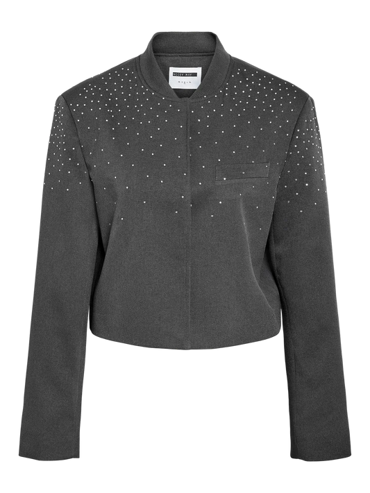 Ellie Rhinestone Cropped Jacket Fwd Dark Grey Melange (27035263) Women