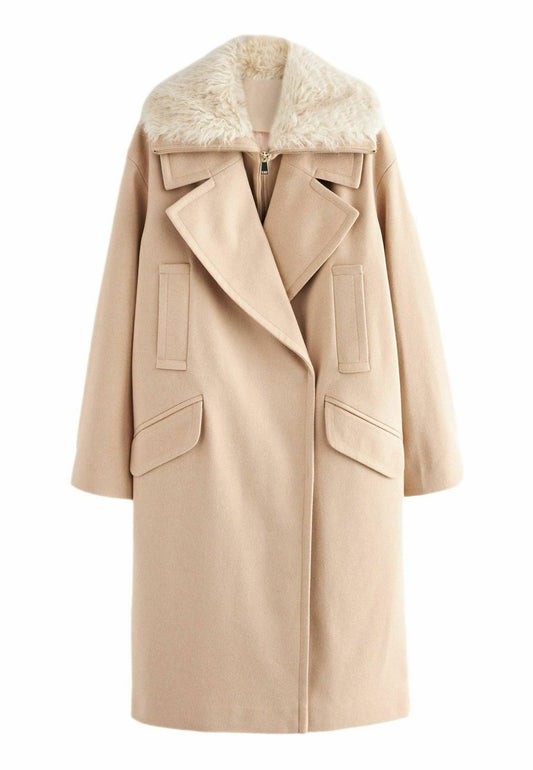 Next Mid Length Coat with Faux Fur Collar Beige (NX321U0Q5-B11) Women