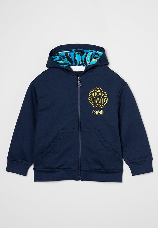 Roberto Cavalli Junior Boy hoodie zip dark blue (ZZO1Y6MCD-K00) Kids