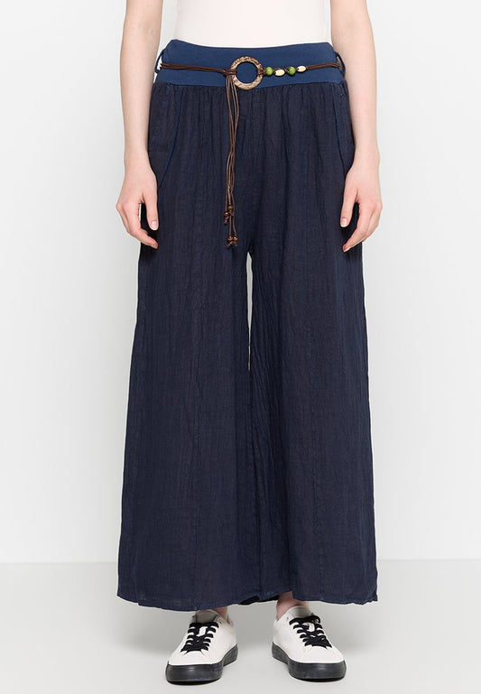 Apart Linen Trousers Dark Blue (ZZO2AYW76-K00) Women
