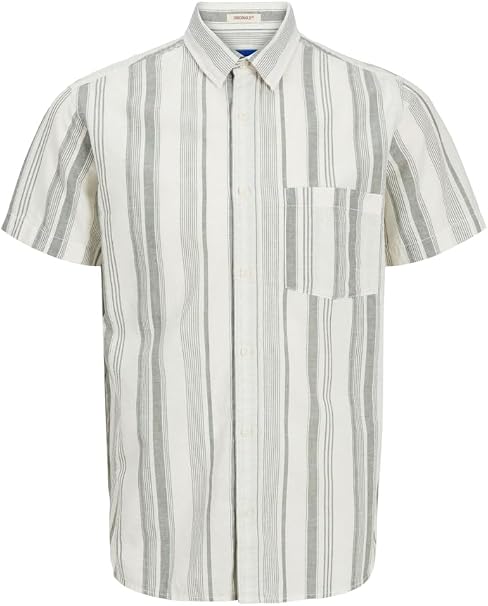 Jack & Jones Originals JORLINEN BLEND STRIPE SHIRT SS LN STYD24 Laurel Wreath (12256299-Laurel Wreath) Men
