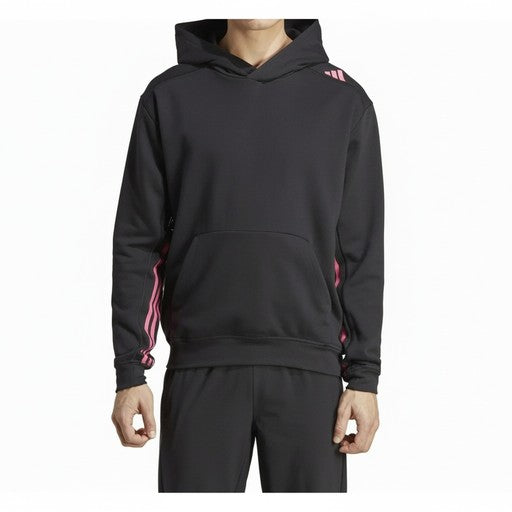 Adidas Pink Stripe Athletic Hoodie Black, Men