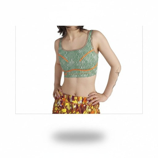 Adidas Wavy Print Crop Tank Top Green, Women