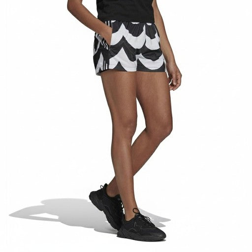 Adidas Wave Print Athletic Shorts Black White, Women