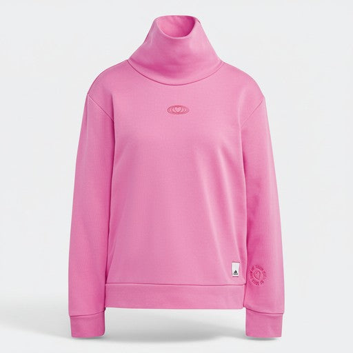 Adidas Funnel Neck Cotton Sweatshirt Pink, Women