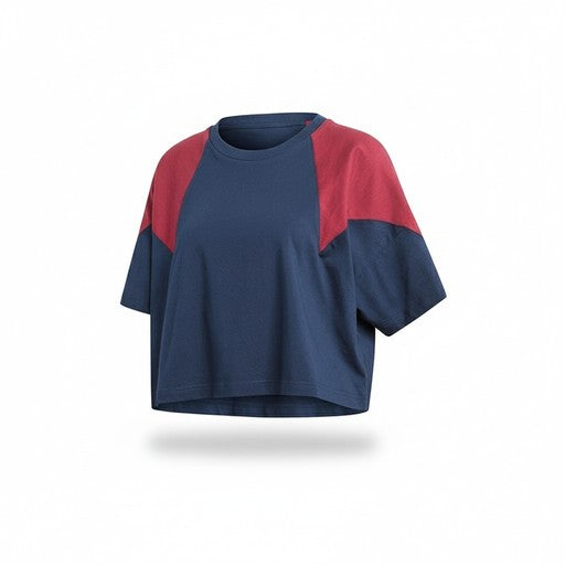 Adidas Colorblock Crop T-Shirt Navy, Women