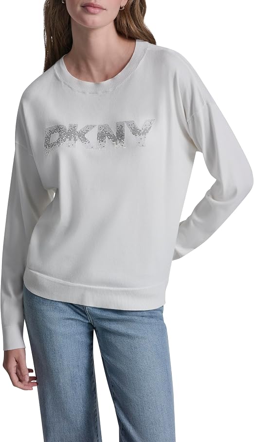 DKNY Crew Neck Relaxed Sweater Ivory (DJ6R0241IVY) Women
