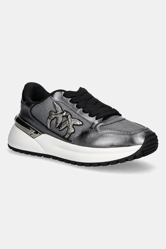 GEM 07 - SNEAKER LAMINATED NAPPA/GLITTER MESH PEWTER Women