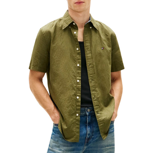 Tommy Hilfiger Linnen Blend Solid SS Classic Shirt Green (MW0MW42450-MSX) Men