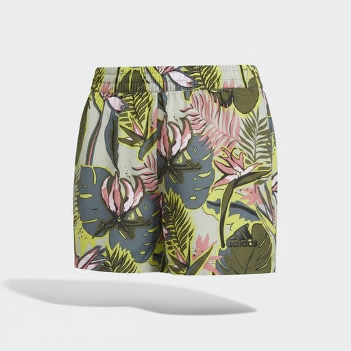 Adidas Tropical Print Girls Shorts Green, Kids