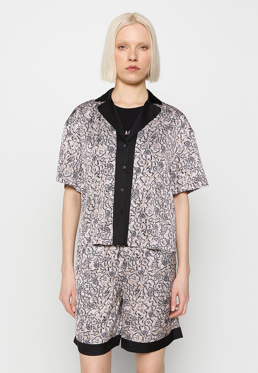 KARL LAGERFELD FLORAL PRINT FLUID SS BLOUSE Off-White (ZZO2HH729-A00) Women