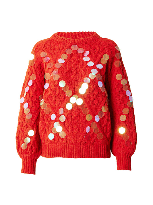 Warehouse Diamond Cable Sequin Knit Jumper (10173852) Women