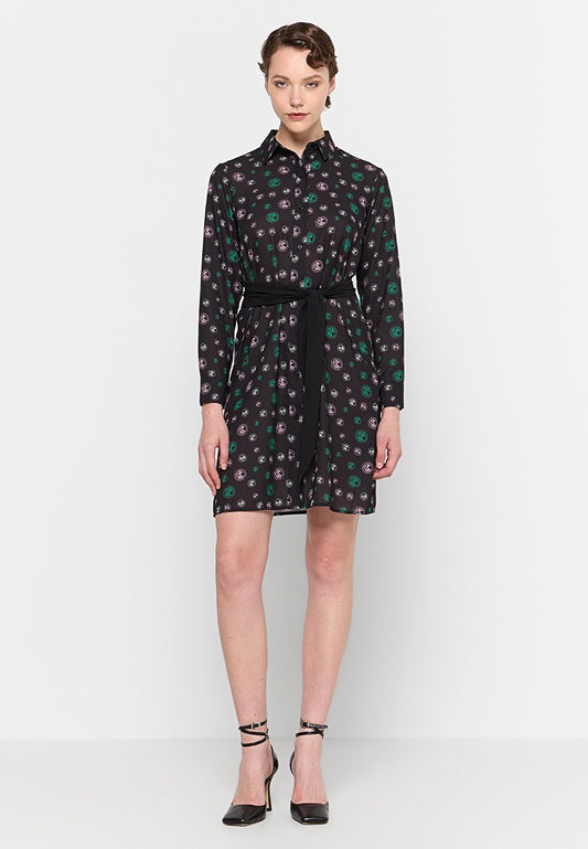 KARL LAGERFELD DOTS AOP FLUID SHIRT DRESS Black (ZZO2Q1612-Q00) Women
