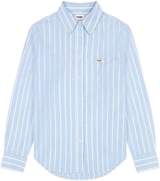 Wrangler Striped Button Down Shirt Powder Blue, Women