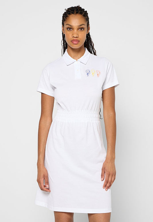 KARL LAGERFELD IKON TRIO PRINTED POLO DRESS White (ZZO30GA33-A00) Women
